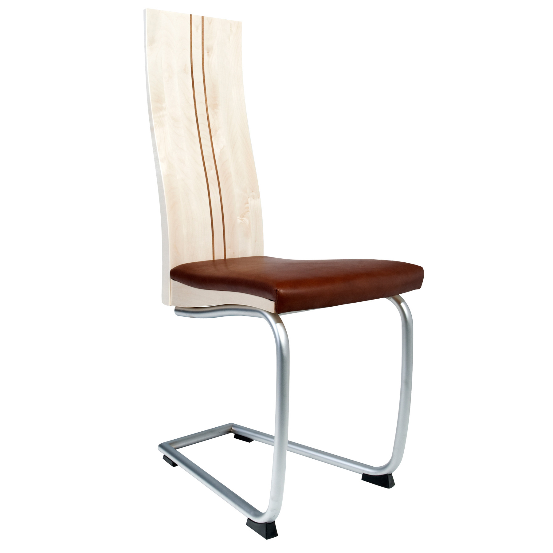 Freischwinger Stuhl 1020-FS in Ahorn mit Nussstreifen oder Nuss mit Ahornstreifen